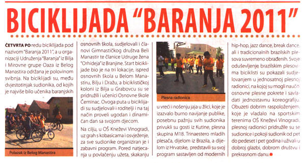 Članak o Biciklijadi 'Baranja 2011'